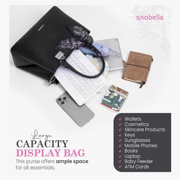 Crossbody Handbag Shoulder Tote Purse Black - Picture 8 of 9